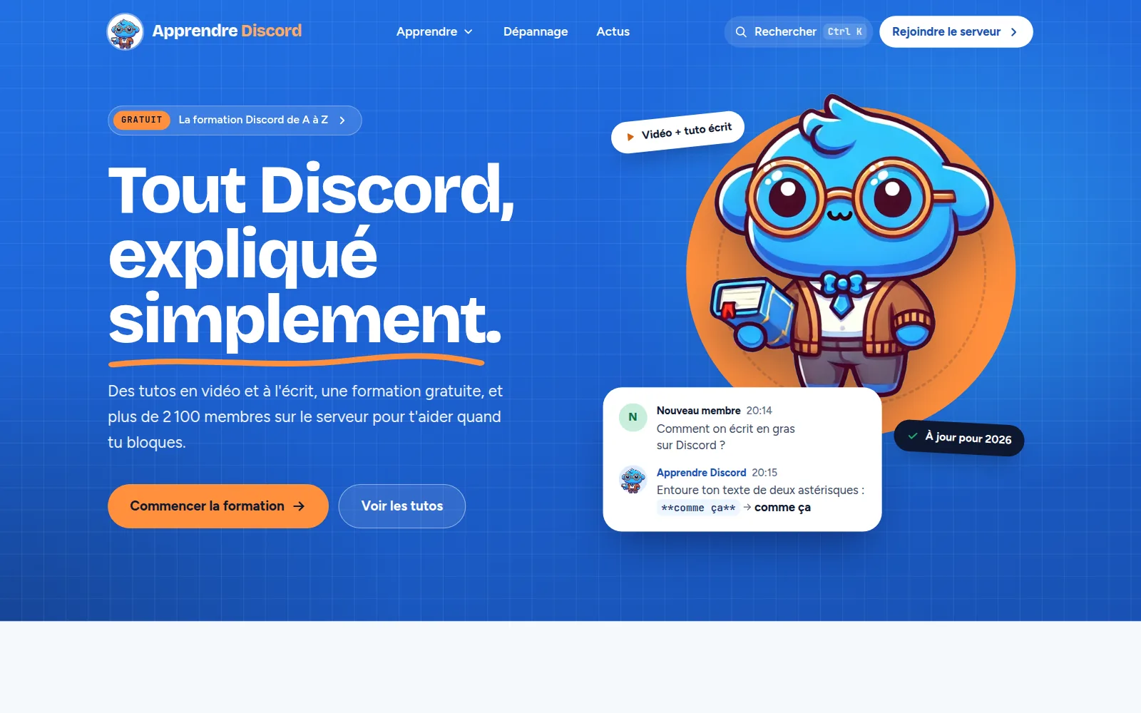 Apprendre Discord home page: everything about Discord, explained simply