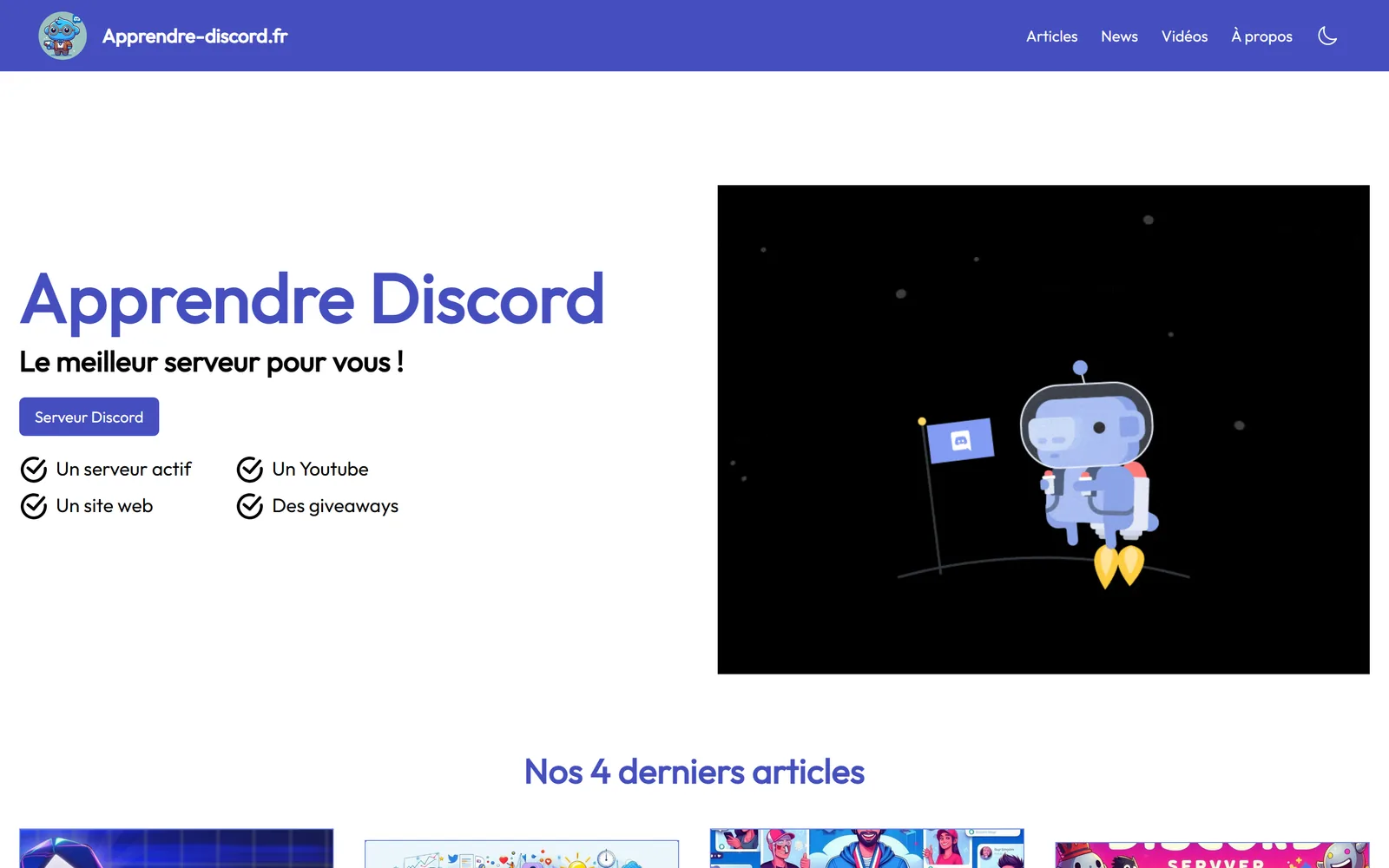 Apprendre Discord home page: tutorials and community for running Discord servers